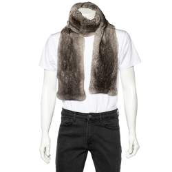 D&G Grey Fur And Cashmere Wrap Scarf