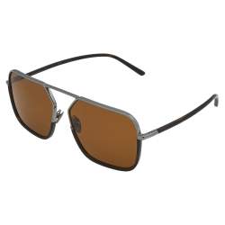 Pre Owned Dolce & Gabbana Gunmetal Tone/ Brown DG 2193 Navigator Sunglasses