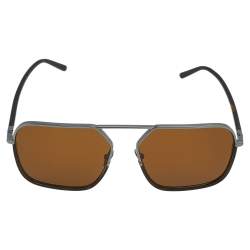 Pre Owned Dolce & Gabbana Gunmetal Tone/ Brown DG 2193 Navigator Sunglasses
