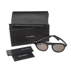 Pre Owned نظارة شمسية دولتشي أند غابانا مستديرة دي جي4306 أسود