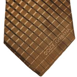 Pre Owned Dolce & Gabbana Brown Silk Jacquard Tie