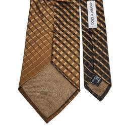 Pre Owned Dolce & Gabbana Brown Silk Jacquard Tie