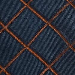 Pre Owned Dolce & Gabbana Cravatte Navy Blue Patterned Silk Jacquard Tie