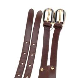 Pre Owned حزام دولتشي أند غابانا جلد بني داكن إبزيم مزدوج 95 سم