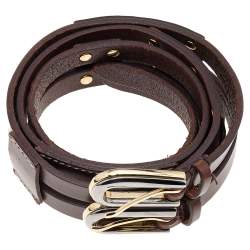 Pre Owned حزام دولتشي أند غابانا جلد بني داكن إبزيم مزدوج 95 سم