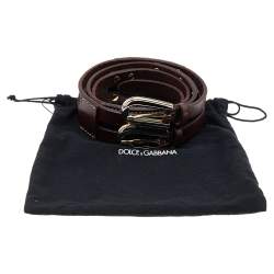 Pre Owned حزام دولتشي أند غابانا جلد بني داكن إبزيم مزدوج 95 سم