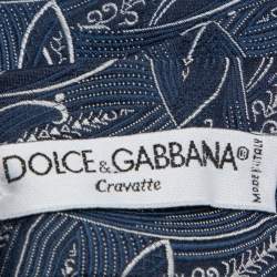Pre Owned Dolce & Gabbana Navy Blue Paisley Jacquard Silk Tie