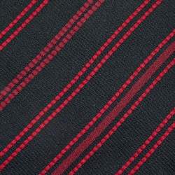 Dolce & Gabbana Red & Black Striped Silk Jacquard Tie