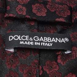 Pre Owned Dolce & Gabbana Bicolor Floral Jacquard Silk Tie