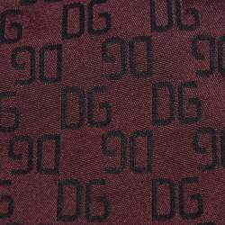 Pre Owned Dolce & Gabbana Burgundy Logo Jacquard Silk Tie
