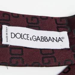 Pre Owned Dolce & Gabbana Burgundy Logo Jacquard Silk Tie