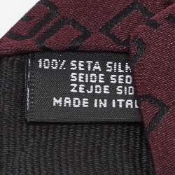 Pre Owned Dolce & Gabbana Burgundy Logo Jacquard Silk Tie