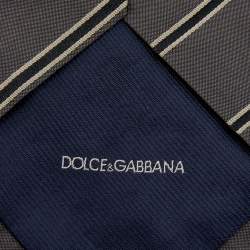 Dolce & Gabbana Grey Striped Silk Tie