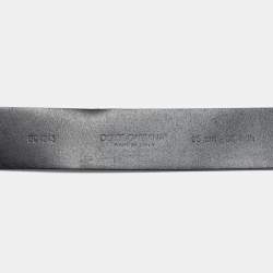 Pre Owned Dolce & Gabbana Navy Blue/Black Leather Logo Buckle Belt 95CM