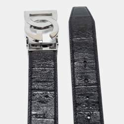 مملوكة مسبقًا Dolce & Gabbana Black Eel Leather DG Logo Buckle Belt 110 CM