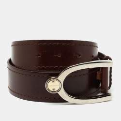 Pre Owned Dolce & Gabbana Brown Leather Buckle Belt 90 CM