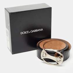 Dolce & Gabbana Black Eel Leather DG Oval Buckle Belt 105CM