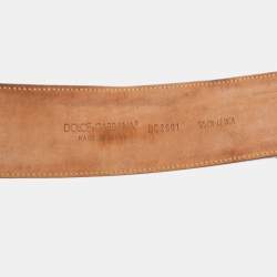 Dolce & Gabbana Black Eel Leather DG Oval Buckle Belt 105CM