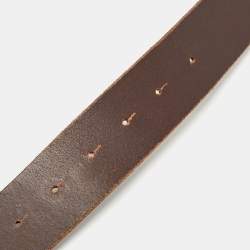 Pre Owned Dolce & Gabbana Brown Leather DG Logo Buckle Belt 90 CM