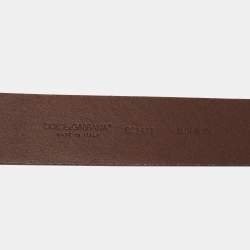 Dolce & Gabbana Brown Leather Buckle Belt 90 CM
