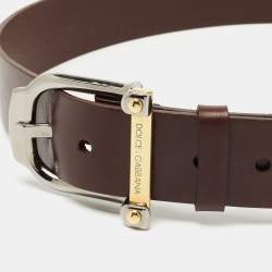 Dolce & Gabbana Brown Leather Buckle Belt 90 CM