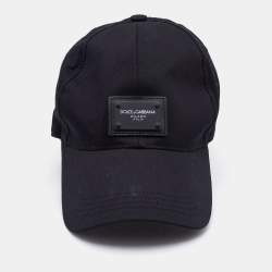 Pre Owned Dolce & Gabbana Black Cotton Logo Plaque Baseball Cap 57