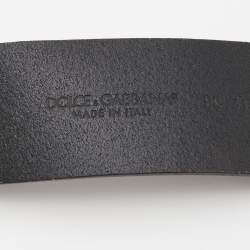 Pre Owned Dolce & Gabbana Black Leather D&G Logo Belt 90CM