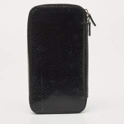 Dolce & Gabbana Black Watersnake Leather Zip Around Organizer