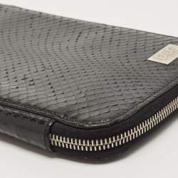 Dolce & Gabbana Black Watersnake Leather Zip Around Organizer