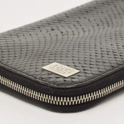 Dolce & Gabbana Black Watersnake Leather Zip Around Organizer