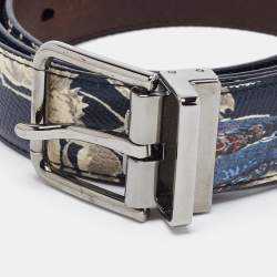 Dolce & Gabbana Mulitcolor Floral Printed Leather Buckle Belt 100CM