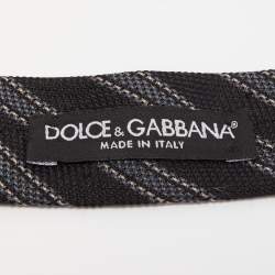 مملوكة مسبقًا Dolce & Gabbana Black Diagonal Striped Silk Tie