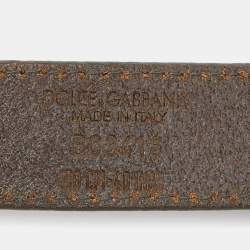 Dolce & Gabbana Beige/Brown Canvas and Leather Belt 90CM
