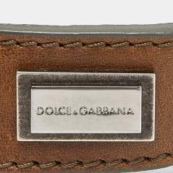 Dolce & Gabbana Beige/Brown Canvas and Leather Belt 90CM