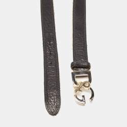 Dolce & Gabbana Black Leather DG Logo Belt 90CM