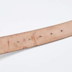 Pre Owned Dolce & Gabbana Brown Leather DG Logo Buckle Belt 100 CM