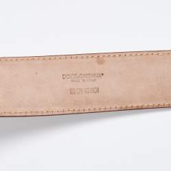 Pre Owned Dolce & Gabbana Brown Leather DG Logo Buckle Belt 100 CM