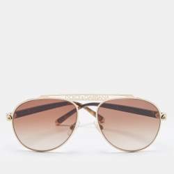 Dolce & Gabbana Brown Gradient DG2235 Logo Aviator Sunglasses