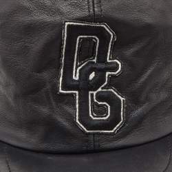 Pre Owned Dolce & Gabbana Black Leather and Python Baseball Cap Size 58