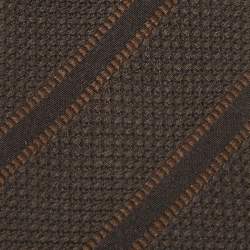 Pre Owned Dolce & Gabbana Brown Striped Silk Skinny Tie