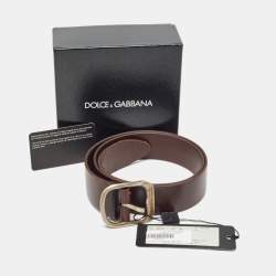 Dolce & Gabbana Dark Brown Leather Buckle Belt 80CM