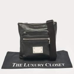 Pre Owned Dolce & Gabbana Black Leather Front Pocket Messenger Bag
