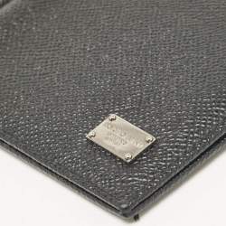 Dolce & Gabbana Black Leather Money Clip Bifold Card Holder