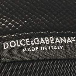Dolce & Gabbana Black Leather Money Clip Bifold Card Holder