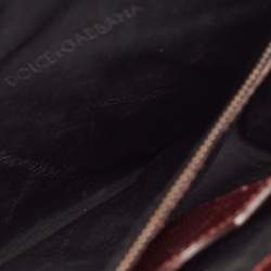 Dolce & Gabbana Burgundy Lizard Embossed Leather Wristlet Lock Pouch