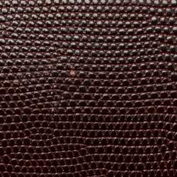 Dolce & Gabbana Burgundy Lizard Embossed Leather Wristlet Lock Pouch