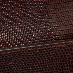 Dolce & Gabbana Burgundy Lizard Embossed Leather Wristlet Lock Pouch