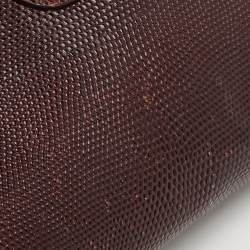 Dolce & Gabbana Burgundy Lizard Embossed Leather Wristlet Lock Pouch