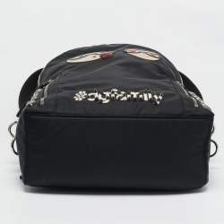 Dolce & Gabbana Black Leather and Nylon Studded Patch Backpack