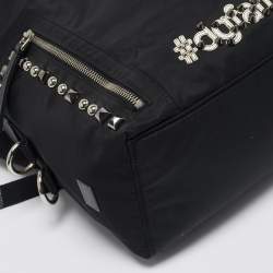 Dolce & Gabbana Black Leather and Nylon Studded Patch Backpack